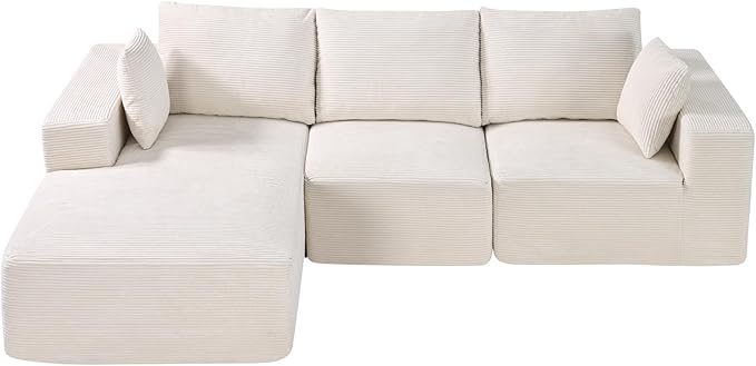 VEVOR Modular Sectional Sofa, Sectional Couch for Living Room, L Shaped Sofa with High Rebound Sponge, Cloud Couch with Cushion for Living Room, Apartment, Beige