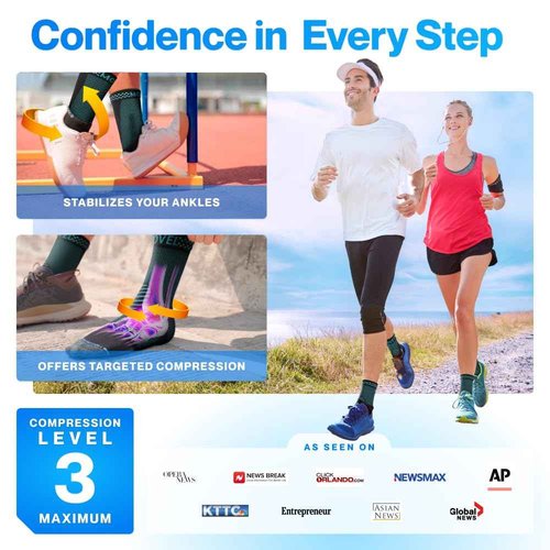 Modvel Foot & Ankle Brace Socks for Sprained Ankle Compression Sleeve - Foot Support for Women & Men - Tendonitis & Arthritis Ankle Brace Sports Running, Torn Ligaments & Women Stabilizing Ankle Wrap