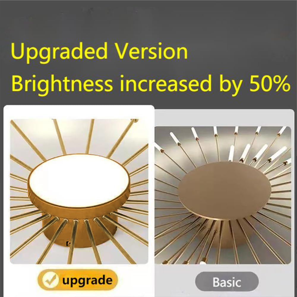 LightInTheBox Modern LED Ceiling Light Sputnik Linear Flush Mount Ceiling Lamp Gold Firework Flower Ceiling Light Fixture for Living Room Dining Room (Gold, 30-Heads, Natural Light)
