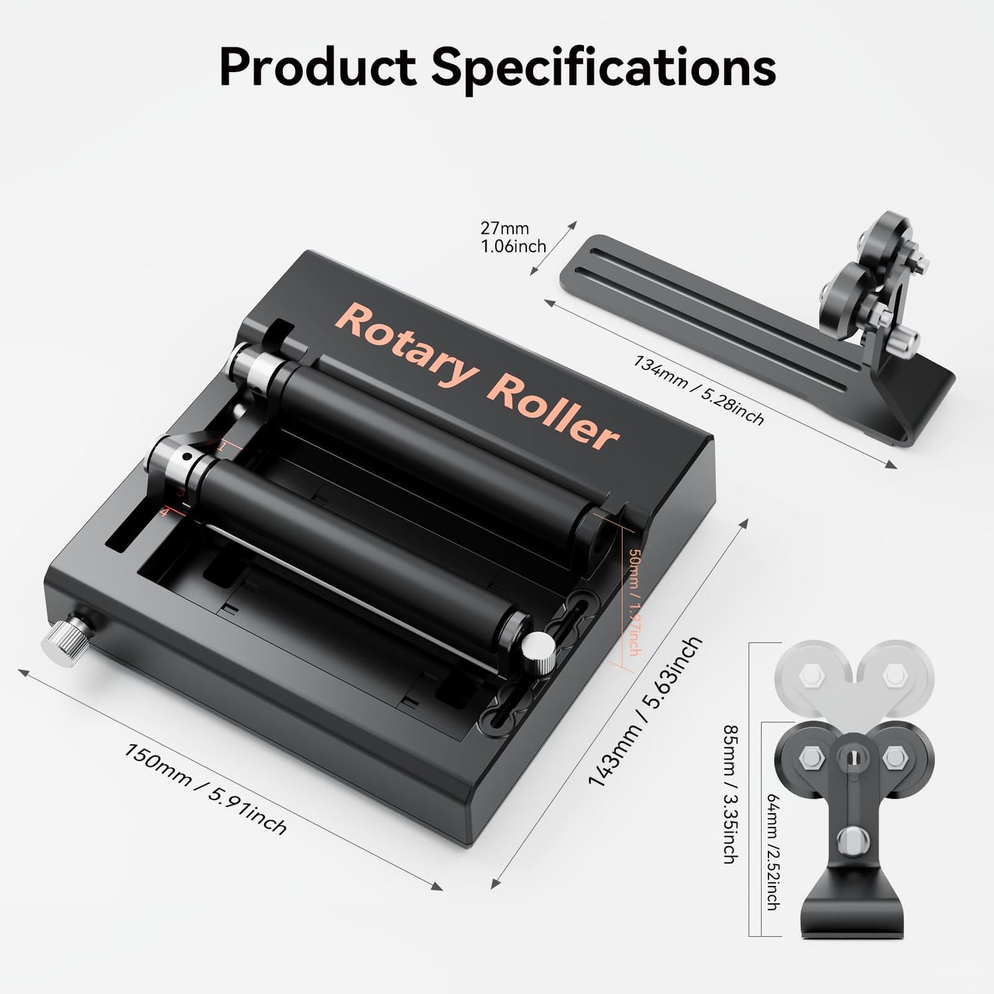 Roatry WAINLUX K10 Laser Rotary Aattachment for Laser Engraver and Cutter Rotary Roller,Engraver Accessory Y-axis Rotary Roller for Engraving Cylindrical Objects, Wine Glass, Tumbler, Pen