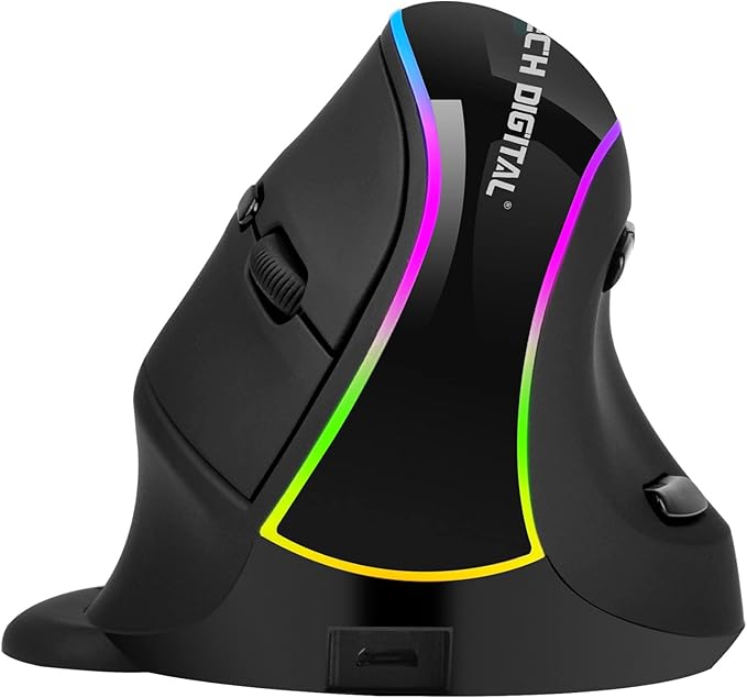 J-Tech Digital Ergonomic Mouse with Wireless Connection, Removable Palm Rest, Thumb Buttons, Rechargeable Battery, 800 DP...