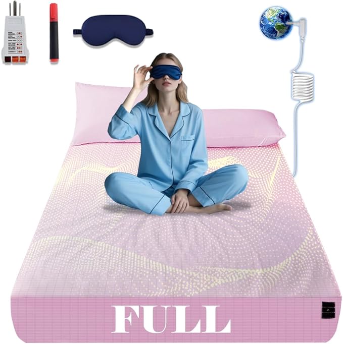 NAGS® Grounding Sheets,Grounding Bedding Sheet, Soft Cotton with Pure Silver Fitted Grounded Sheet for Improved Sleep,Pain Relief (Pink, Full,54 * 75 * 13.5inch)