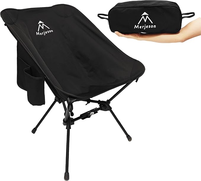 Merjeson Portable Camping Chair with ReleaseLock, Stable Lightweight Camp Ultralight Folding Compact 330lbs, Backpacking F...