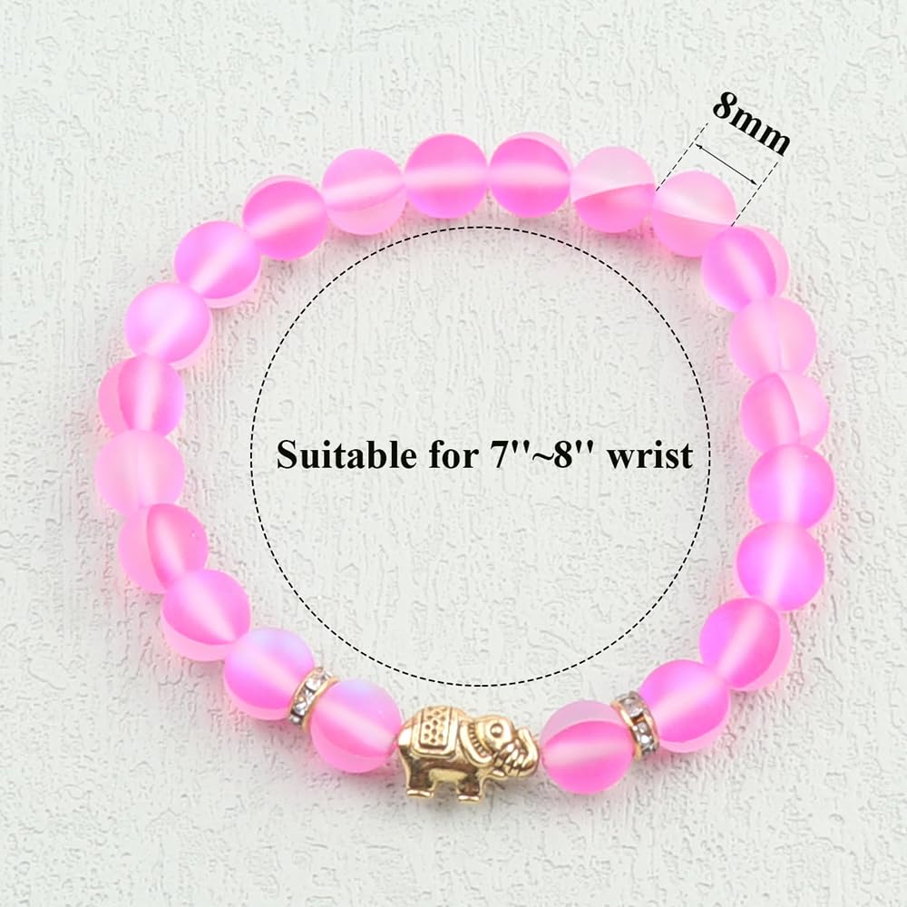 KSQS Elephant Yoga Healing Bracelet for Women, 8mm Natural Stone Chakra Bracelet Stress Relief Aromatherapy Essential Oil Diffus
