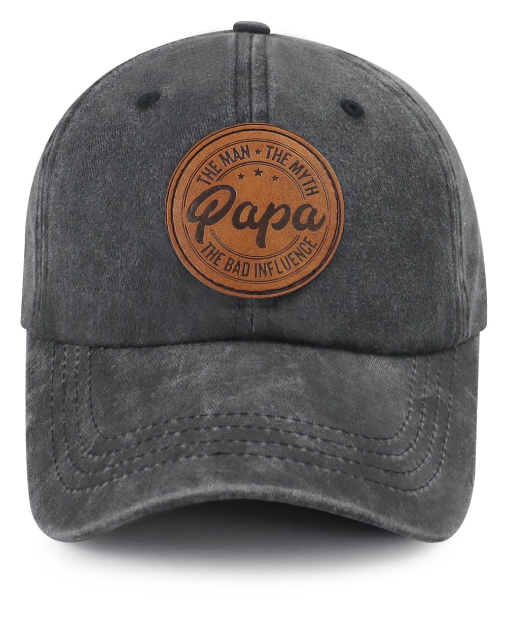 Birthday Gifts for Dad, Funny Papa Decorations Baseball Cap, New Dad Hats for Men, Fathers Day Christmas Retirement Gifts for Daddy Grandpa Husband Black