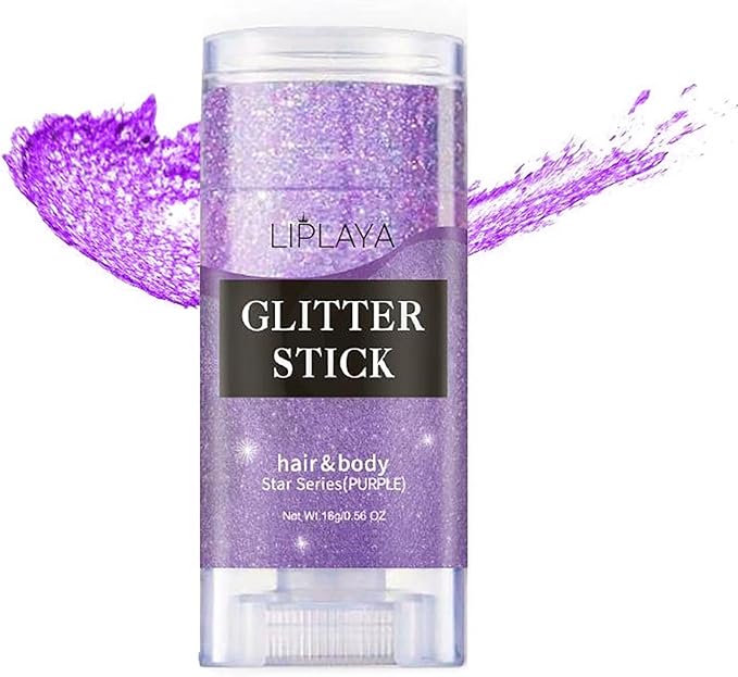 Body Glitter Stick, Sparkling Holographic Sequins Neon Outfit Singer Concert Music Halloween Purple Costume Accessories Ma...