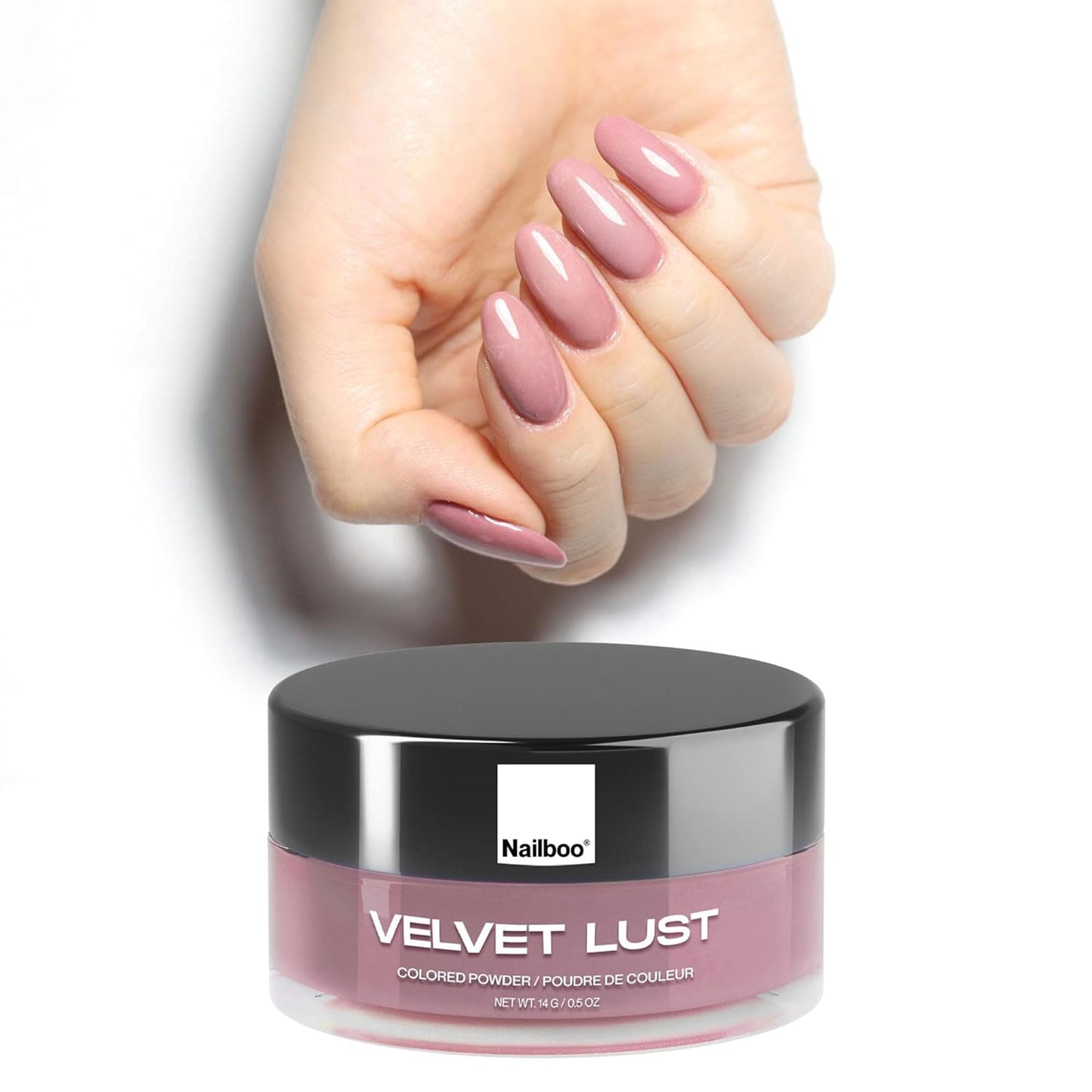Nailboo Dip Powder for Nails, Velvet Lust - Mauve Nail Dipping Powder, Custom Made with Highly Pigmented Ultra-Fine Formula, No