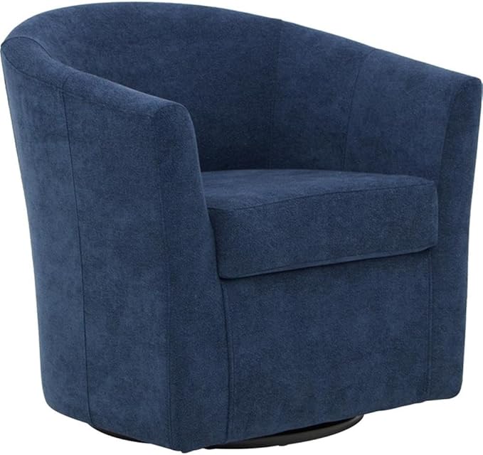 Pemberly Row 19" H Traditional Fabric Swivel Club Chair in Indigo