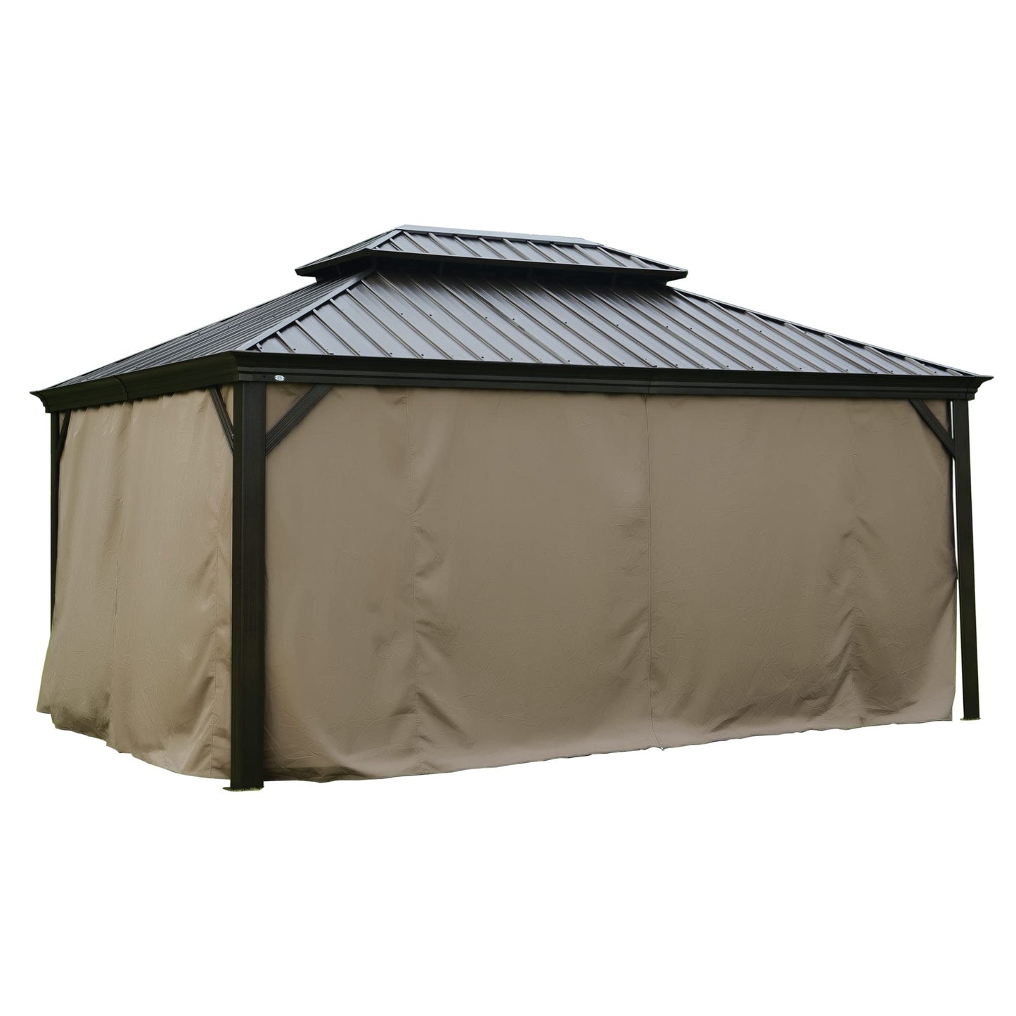 Kozyard Gazebo Privacy Curtain Outdoor Waterproof Sidewall for Hardtop Gazebo, OEM Replacement for Patio Gazebo Curtains for Alexander, Caesar, Rosana and Apollo Model (12ft x 16ft, Brown)