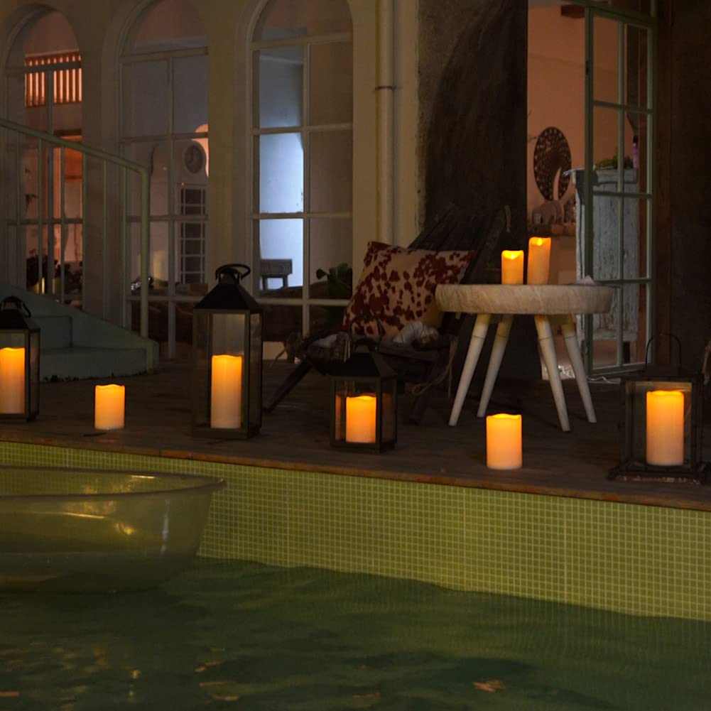 Homemory 6" x 4" Large Waterproof Outdoor Flameless Candles with Remote Control and Timer, Battery Operated Flickering LED Pillar Candles for Indoor Outdoor Lanterns, Porch, Long Lasting, Set of 2
