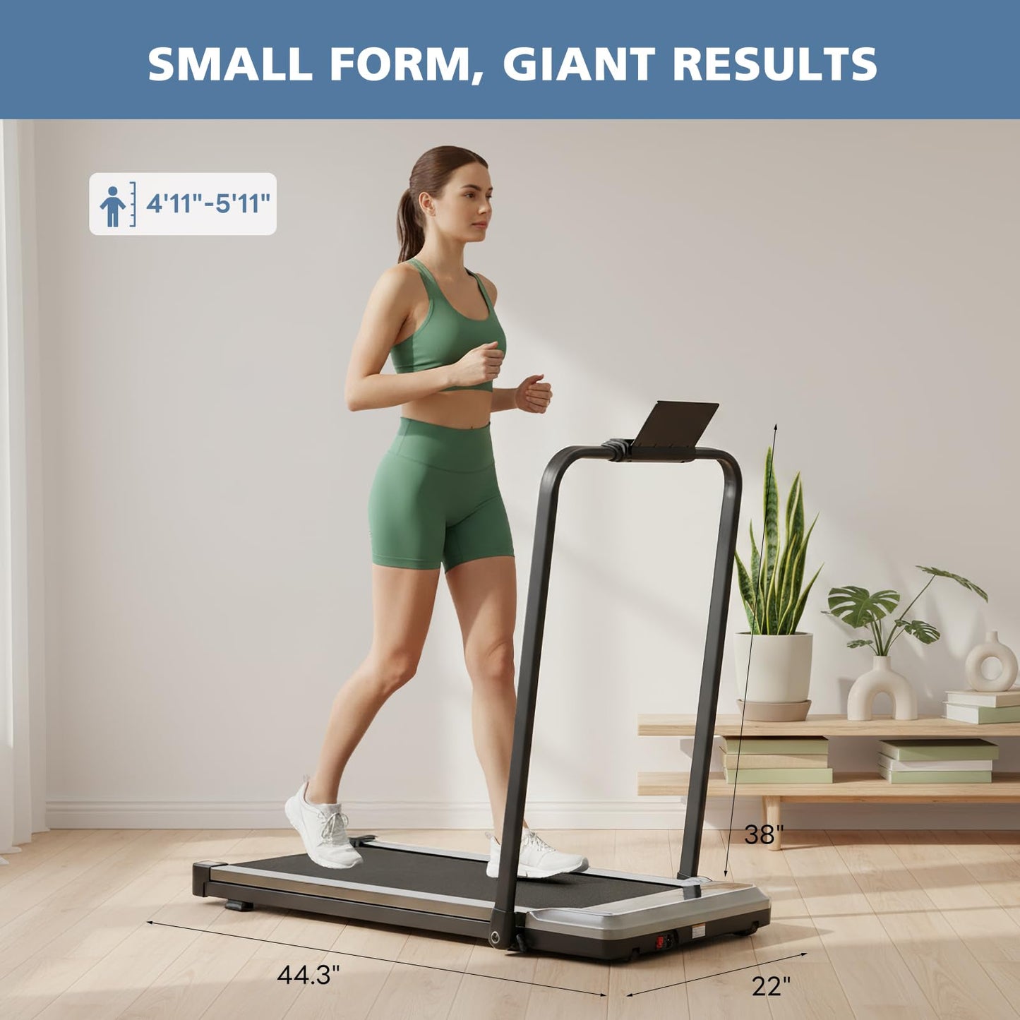 OLIXIS Walking Pad Treadmill for Home, Under Desk Treadmill with Handle for Small Space, Portable Design for Home Office Workouts, LED Display with Remote Control, Low Noise