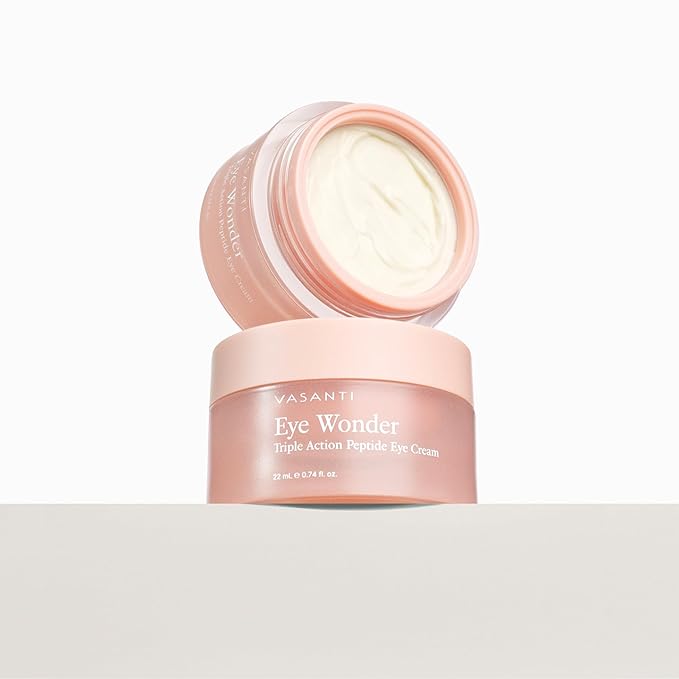VASANTI EYE WONDER Triple Action Paraben-Free Eye Treatment Cream Clinically Proven Peptides & Botanicals - Helps with Dark Circles, Wrinkles, Puffiness (20mL)