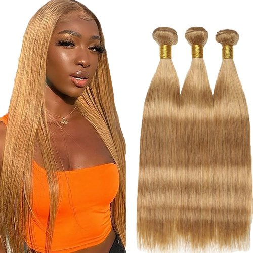 Giginger Brazilian Human Hair Bundles 16 18 20 Inch Honey Brown 27 Color Straight Bundles Human Hair Straight Unprocessed Virgin Quick Weave Hair for Black Women