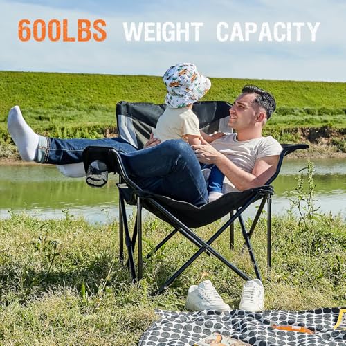 Portal Oversized Camping Chair Big and Tall Folding Camp Chair Portable Lawn Chairs Heavy Duty Foldable XXL Outdoor Campin...