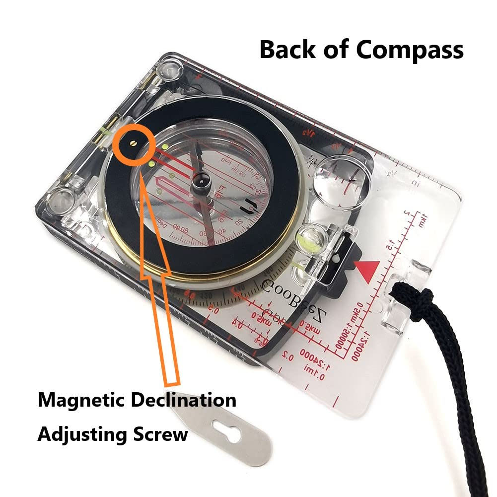 Goobeez Map Baseplate Compass With Adjustable Declination Clinometer Magnifying Glass For Hiking Backpacking Camping (Gbz-Bp6F)