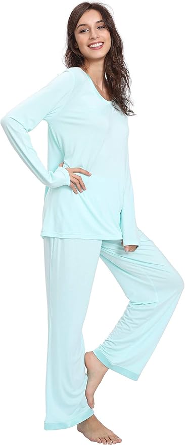 GYS Viscose from Bamboo Women's Pajama Sets Super Soft Long Sleeve Sleepwear Comfy Winter Pjs Sets S-4X