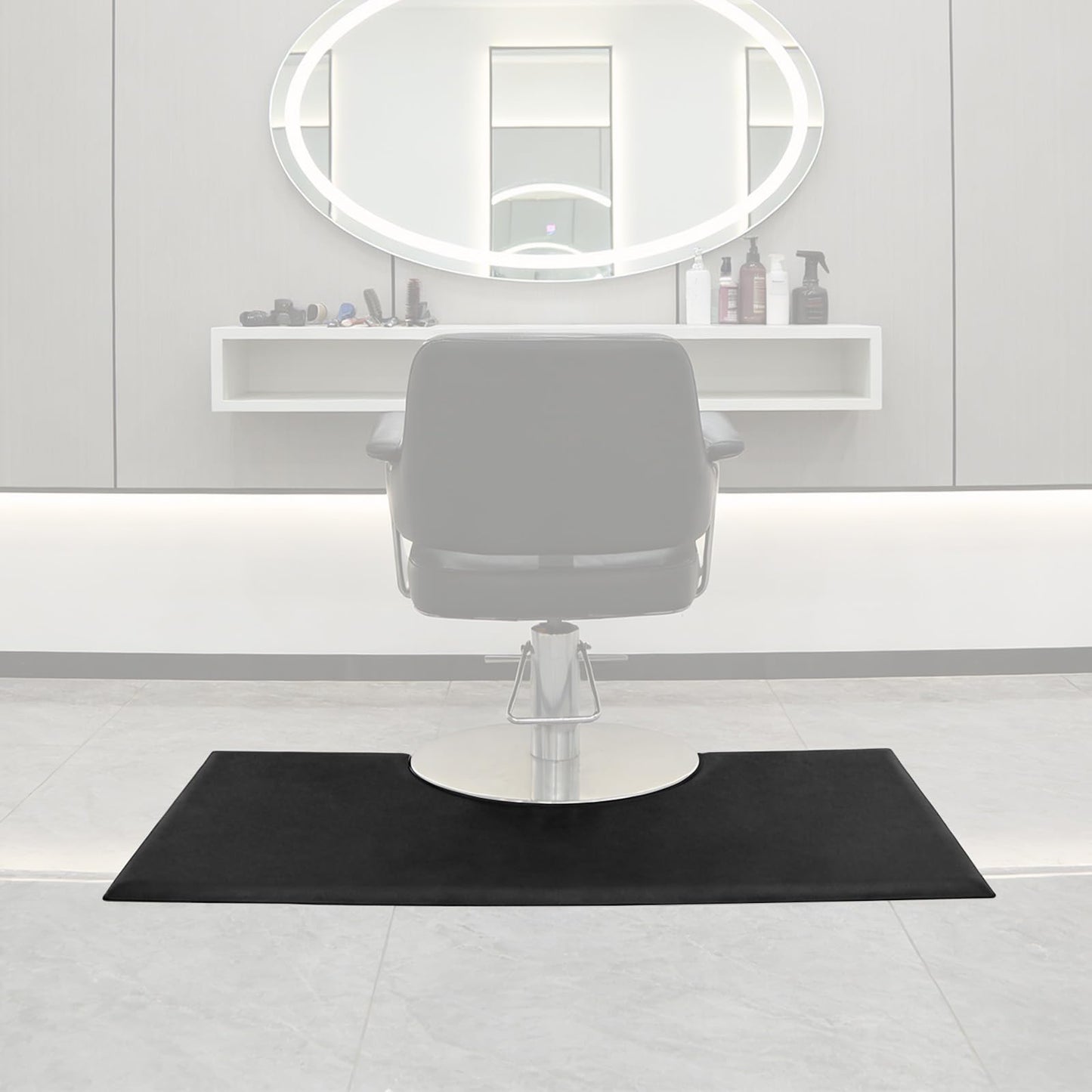 7/8 Inch Thick Anti-Fatigue Barber Floor Mat, 3'x5' Large Rectangular Salon Mat for Hair Stylist, Waterproof PU Skin-Friendly Mat for Barbershops & Beauty Stations
