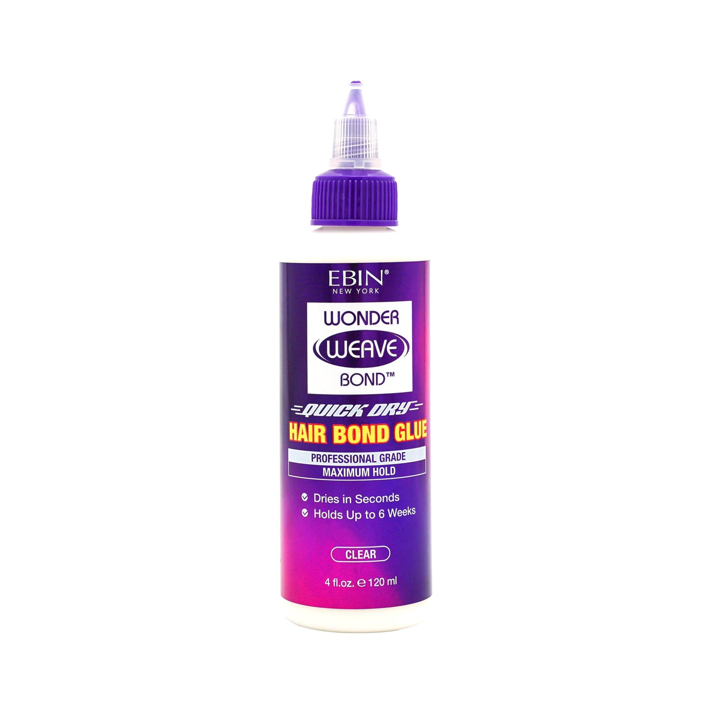EBIN NEW YORK Wonder Weave Bond Hair Bond Glue Clear 4 Fl Oz - Quick-Dry Hair Glue with Strong Hold for Weave and Track Applicat