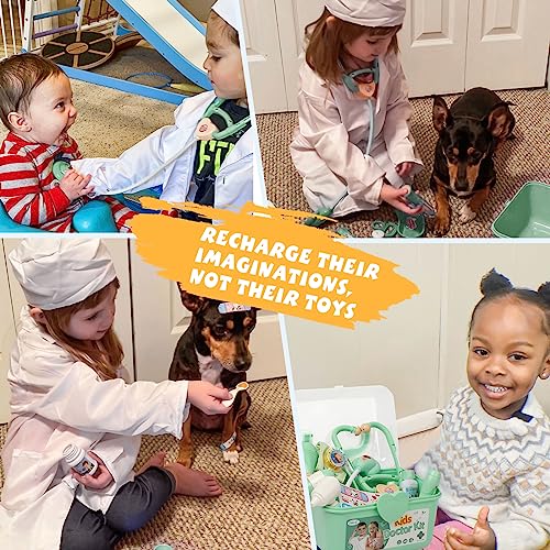 Liberry Doctor Kit for Toddlers 3 4 5 Years Old, 30-Piece Kid Doctor Toy with Stethoscope, Costume, Green Medical Pretend ...