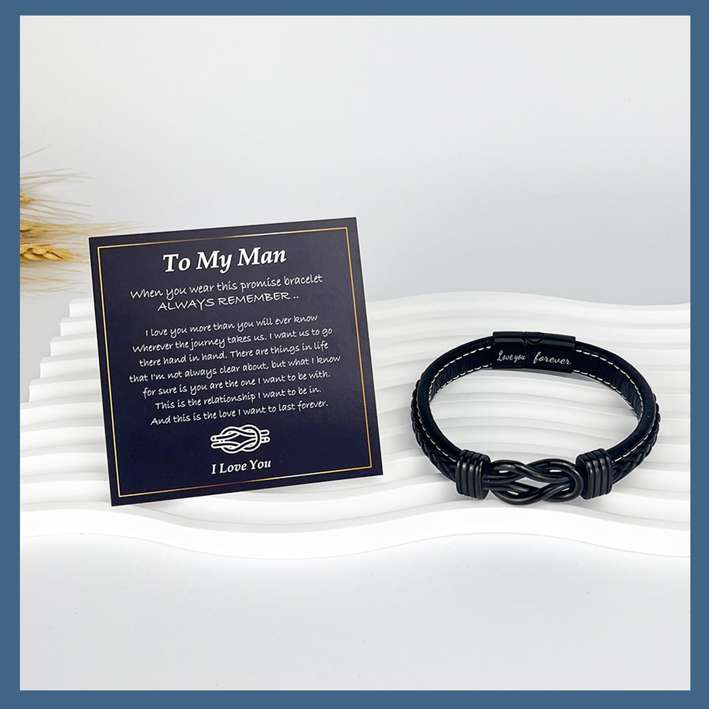 Gifts for Him Mens, Anniversary Fathers Day Birthday Cool Love Infinity Leather Cuff Bangle Bracelets Gifts To My Man Boyfriend Husband Fiance, Romantic I Love You Present for Valentines Christmas