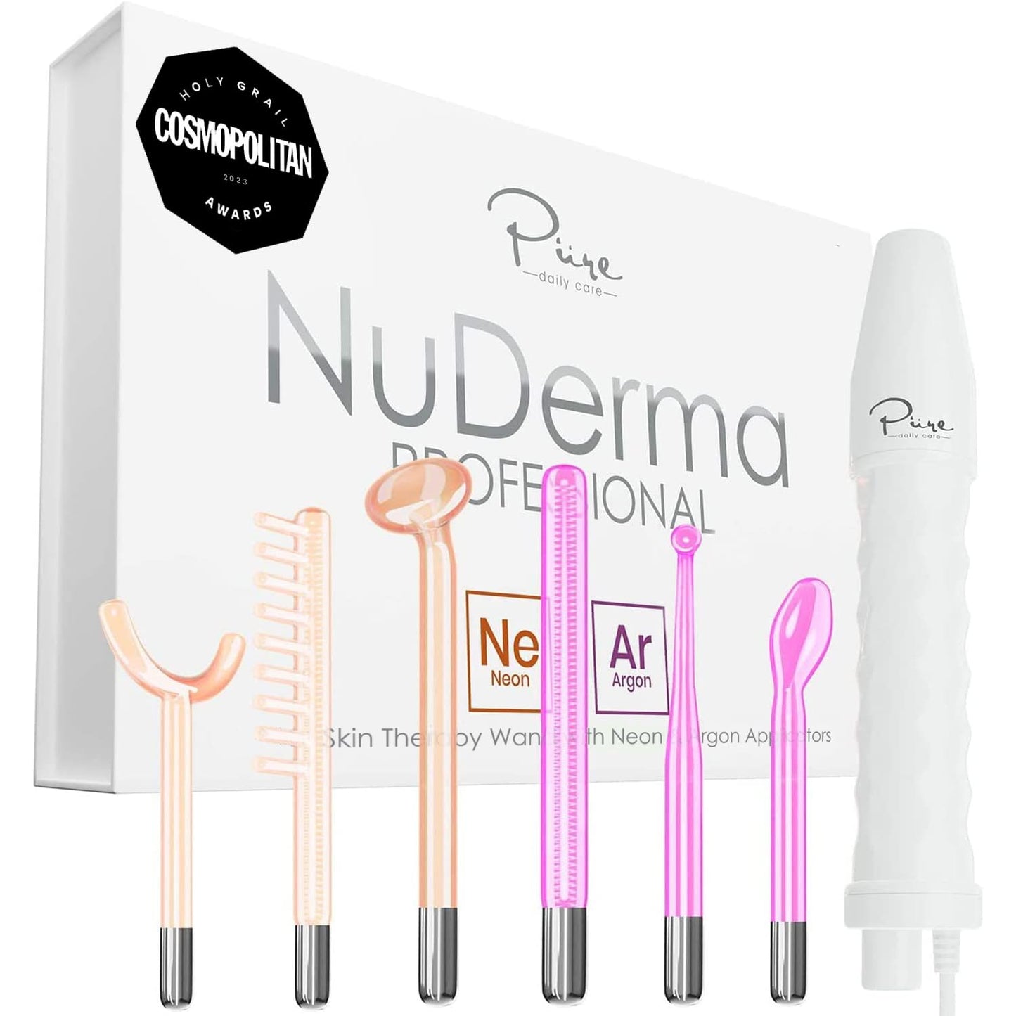NuDerma Professional Skin Therapy Wand - Portable Skin Therapy Machine with 6 Neon & Argon Wands - Boost Your Skin - Clear Firm