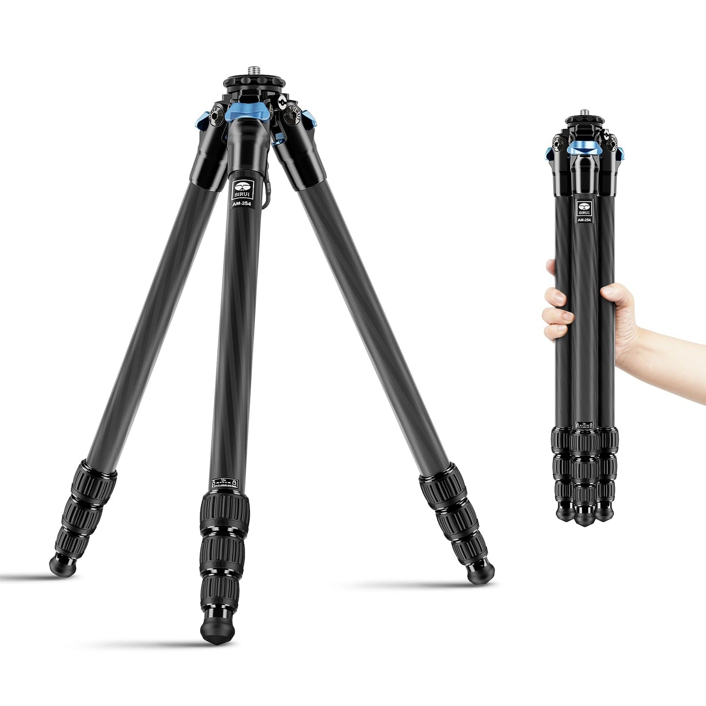 Sirui 47.2 Carbon Fiber Tripod, Lightweight Compact Camera Tripod For Travel, 4-Section Legs, Twist Locks, Detachable Steel Spik