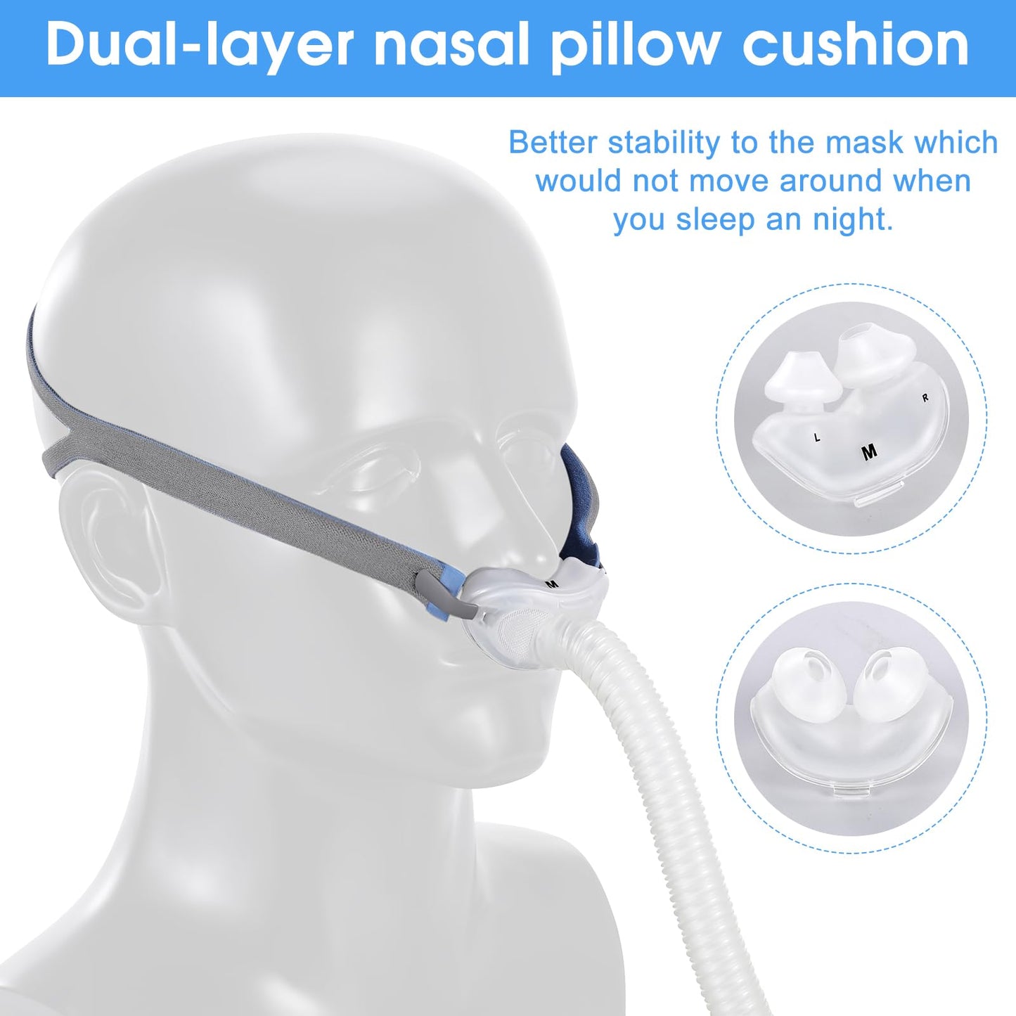 CPAP Replacement Kit for CPAP Users, M Size Nasal Pillow Cushion Kit for Airfit P10 (5 PCS)
