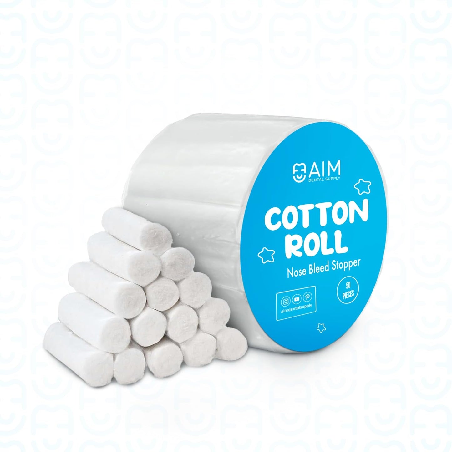 Dental Cotton Rolls - Nose Bleed Stopper - Nose Bleed Plugs for Kids or Adults - Highly Absorbent Gauze Rolls & Cotton Roll - Non Sterile 1.5 Inch Rolled Cotton Pads (Pack of 50)
