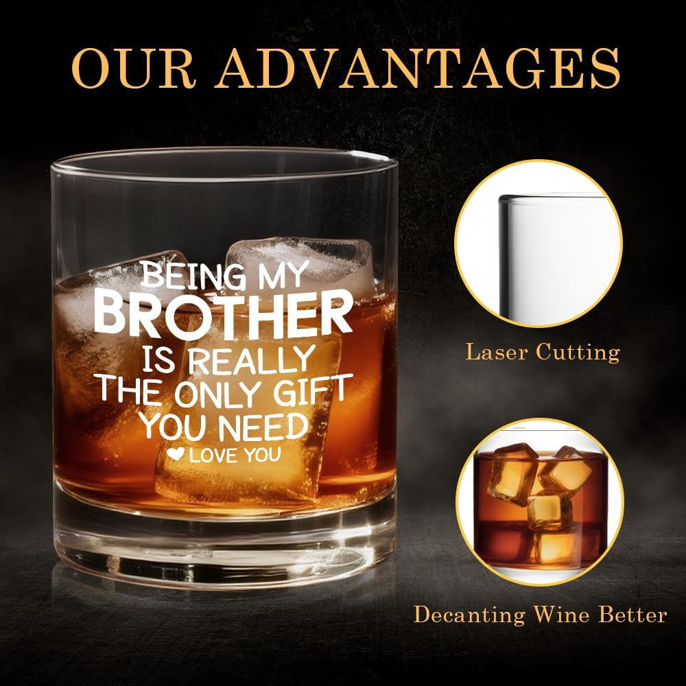 Pishovi Being My Brother Is Really The Only Gift You Need Whiskey Glass, Sarcastic Gifts for Brother from Sister Brother In Law, Christmas Birthday Adult Present