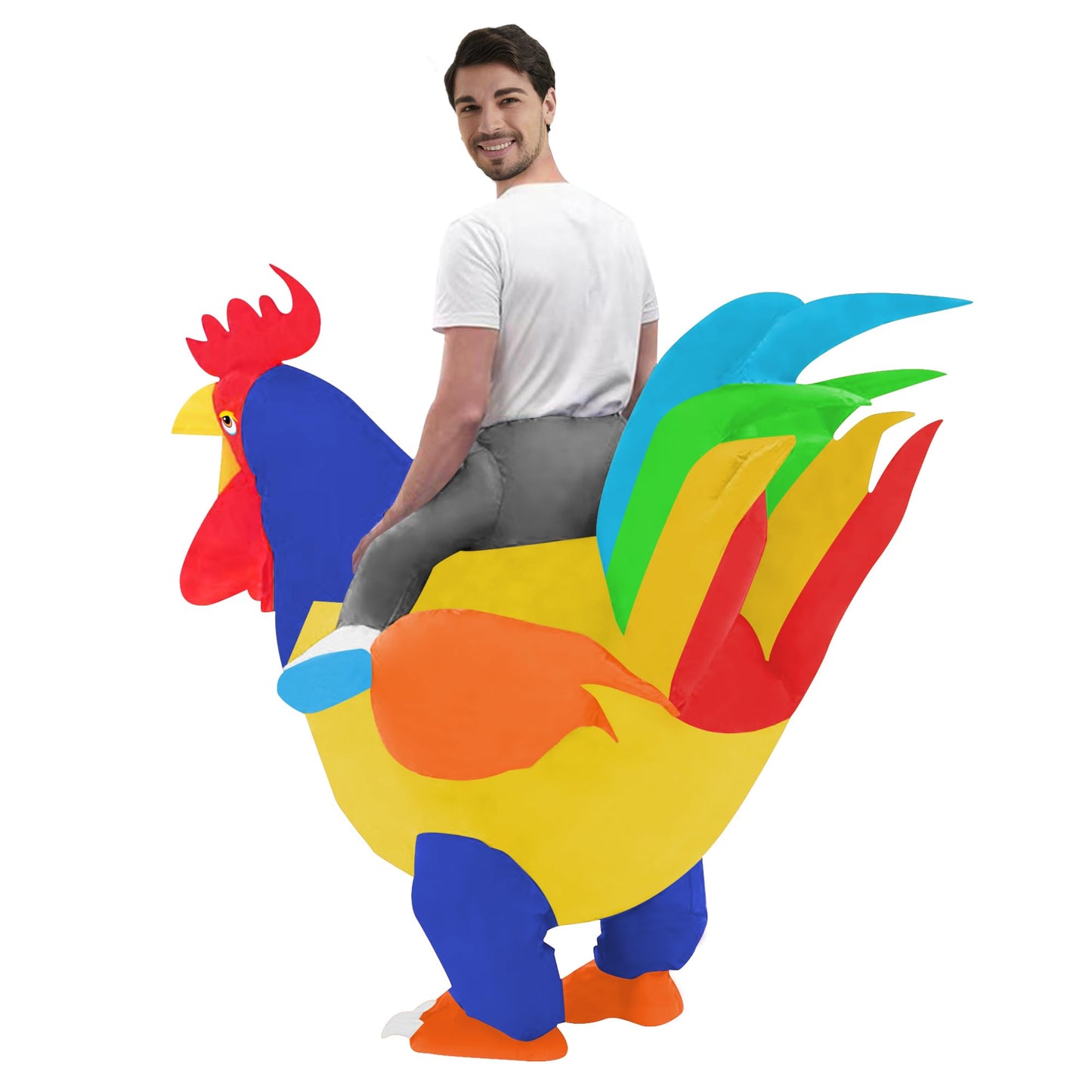 DeHasion 2 Packs Fancy Dress Inflatable Rooster Costume Adult Blow-up Outfit for Adult/Halloween/Canival (Rooster*2)