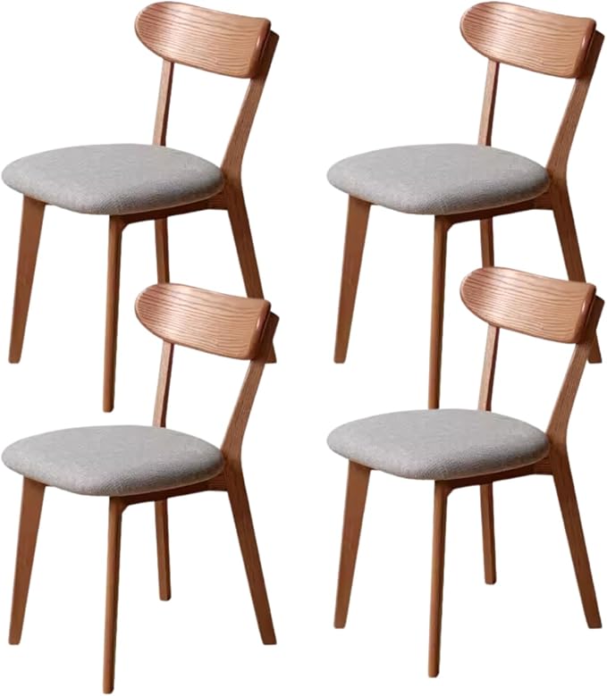Hymus 100% Solid Oak Wood Dining Room Chairs - Practical Kitchen Chairs for Dining Room, Kitchen, Living Room (4, Walnut with Grey Cushion)