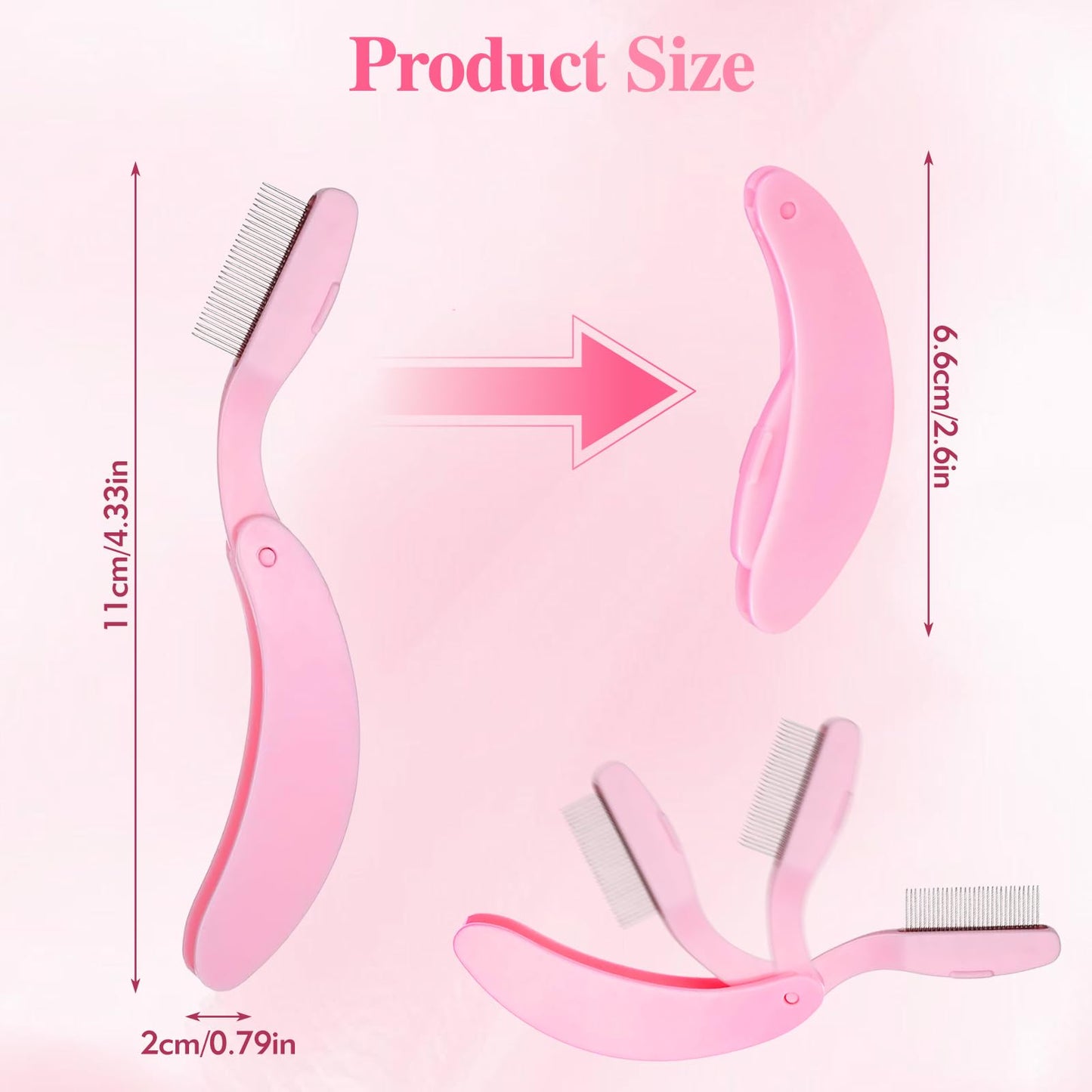 4Pcs Durable Metal Foldable Eyelash Comb with Metal Teeth Design, Eyebrow Brush and Comb for Clump-Free Mascara, Lash Separator