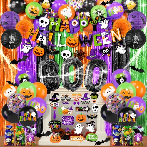 Halloween Decorations Kit, Halloween Party Decorations includes Banner Balloon Arch Photo Booth Props Candy Gift Bags and ...