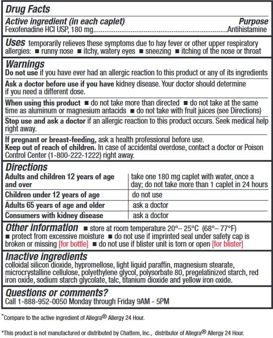 HealthA2Z Fexofenadine Hydrochloride 180mg, Antihistamine for Allergy Relief, 24-Hour Antihistamine for Allergy Relief (90 Counts)