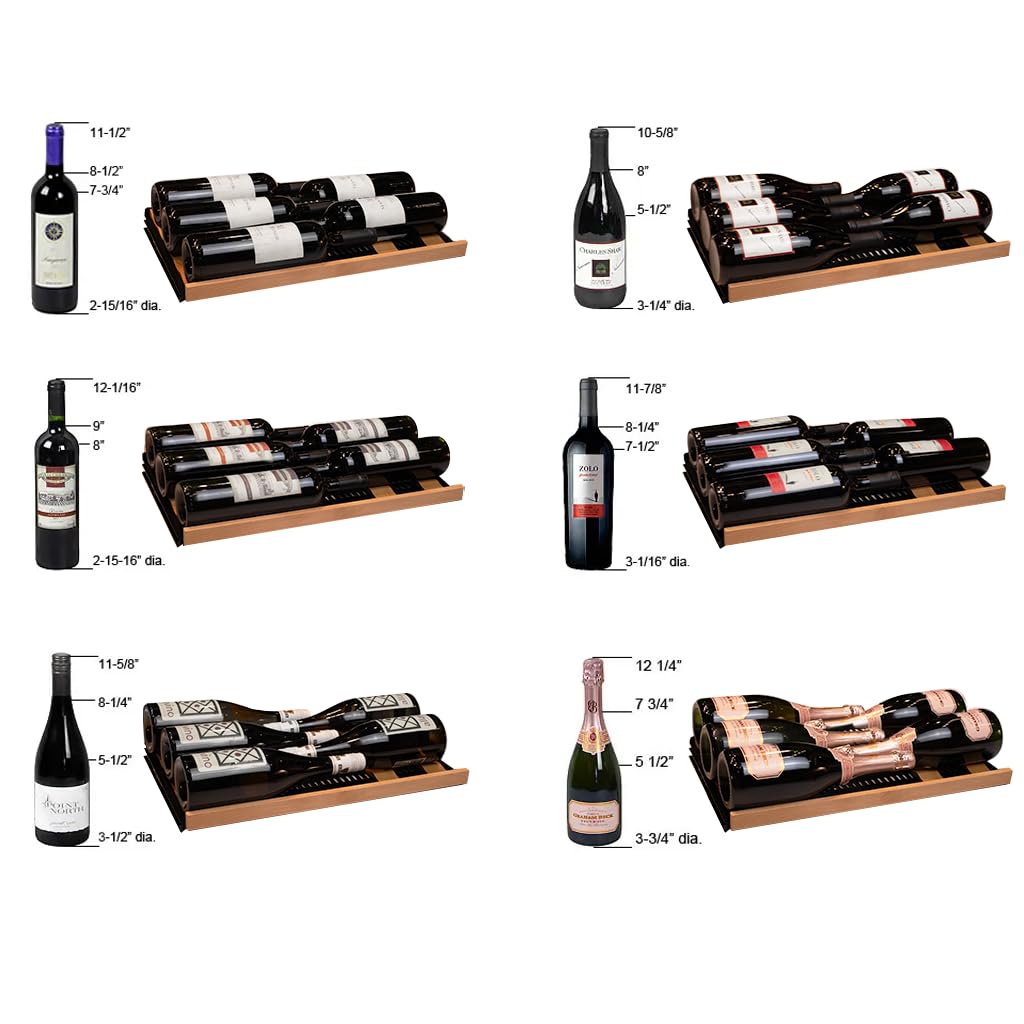 Allavino 67 Bottle 71" Tall Dual Zone Left Hinge Black Shallow Wine Refrigerator VSW6771D-2BL-WD