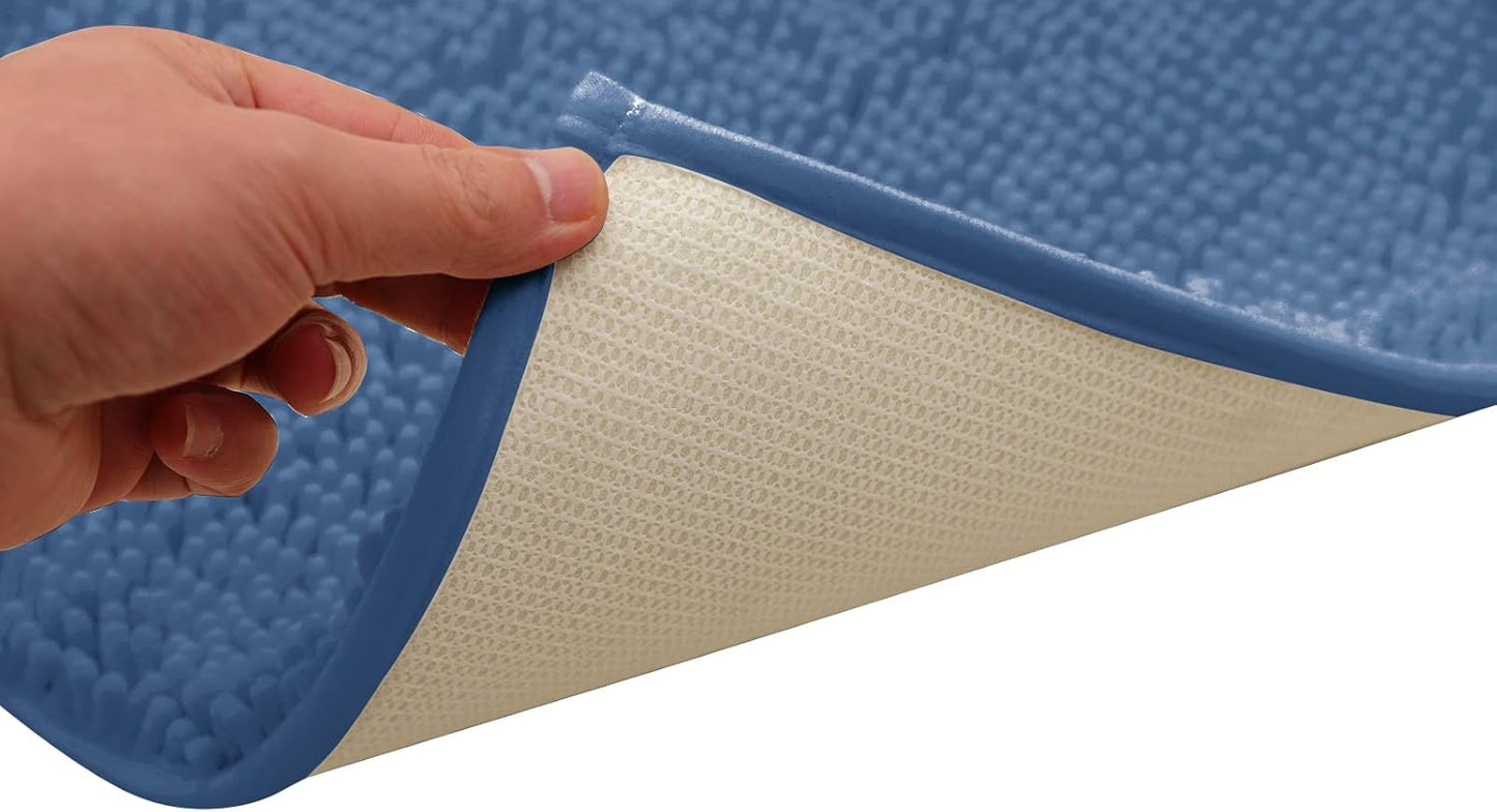 Non-Slip Bath Rug,Extra Soft Microfiber Bedroom Shag Carpet with Anti-Slip Backing,Water/Dust Absorbent Fast Dry Shower Mat,Sound Insulated Stairs Pad,Machine Washable (NavyBlue,17 x 27 Inches)