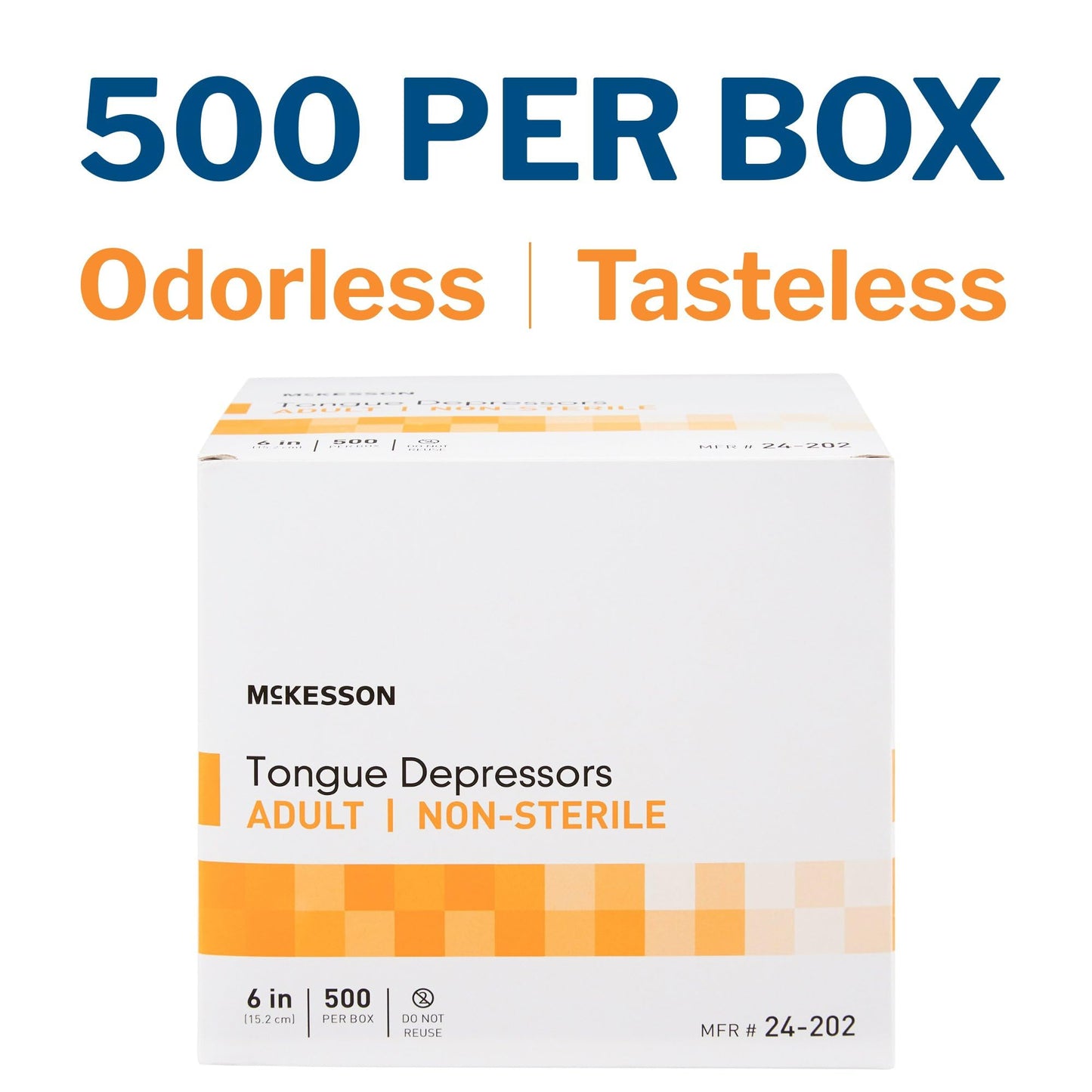 McKesson Tongue Depressors [5000 Count] Adult Size, Non-Sterile, Wood, Unflavored, Splinter-Free, 6 in - Use for Medical, Arts, Crafts, Spa - 500 Count, Pack of 10