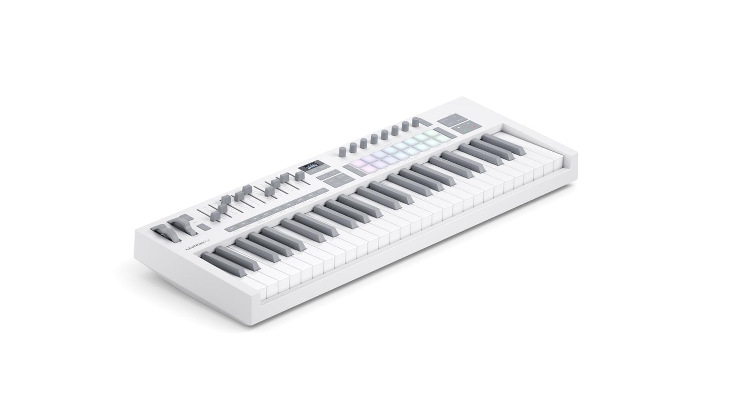 Novation Launchkey 49 White Mk4 - 49 Semi-Weighted Key, Usb, Midi Keyboard Controller With Daw Integration. Chord & Scale Modes,
