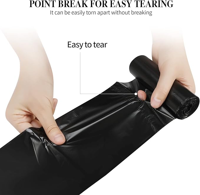 5 Rolls Small Trash Garbage Bags, 4 Gallon Strong Thin Material Disposable Kitchen Garbage Bags, Durable Plastic Trash Bags for Office Home Bedroom Garden Waste Bin, 100 Counts (Black)