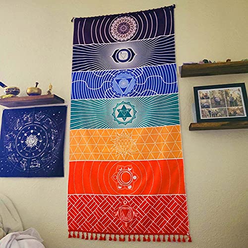 Mexican Yoga Mat Beach Picnic Blanket Chakra Meditation Mat Yoga Rug Sunscreen Shawl Chakra Wall Tapestry Decor Boho Pilat...