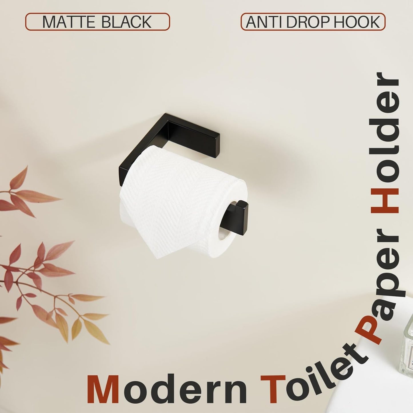 KOKOSIRI Black Toilet Paper Holder for Bathroom Tissue Paper Dispenser Toilet Roll Holder Hold Mega Rolls Wall Mounted Stainless Steel B2009BK