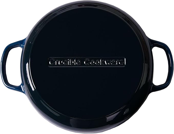 Crucible Cookware Enameled Cast Iron Bread Pan, Sour Dough Artisan Bread Oven – Dark Teal Blue – Round 26 cm, 6.25 L (6.6 qt) – Boule Pan with a Deep Lid for Steam Baking