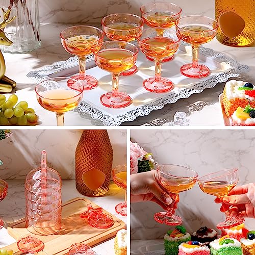 Zopeal 30 Pcs Champagne Coupe Glasses 5 oz Plastic Champagne Tower Disposable Martini Glasses Stackable Stemmed Margarita ...