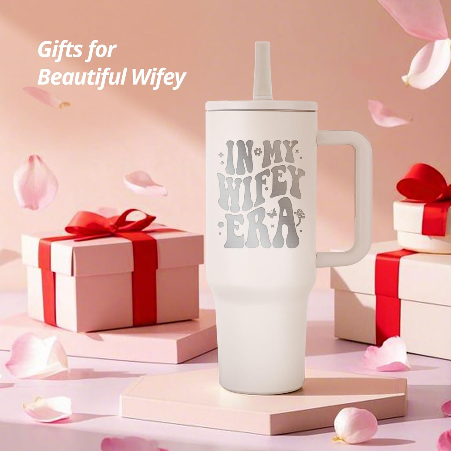 JETIKON Bridal Shower Gifts for Bride In My Wifey Era 40oz Tumbler with Lids Straws Bride Wifey Cup Bride Gifts Bachelorette Gifts for Bride to Be Wedding Gifts for Bride Engagement Gifts for Her