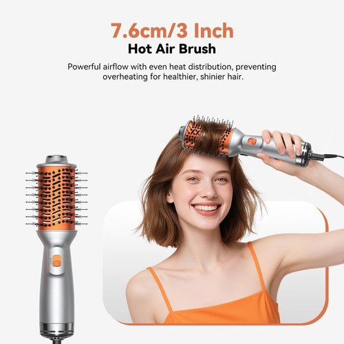Travel Hair Dryer Brush Styling Set,Dual Voltage 100–240V 4-in-1 Hot Air Brush,1 Inch Curling Iron & Mini Flat Iron Straightener,Travel Kit,for Drying, Straightening, Curling & Volumizing for Women