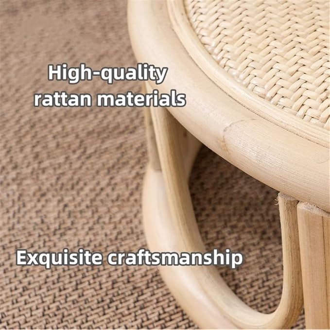 Rattan Low Stool, Hand-Woven Round Rattan Cushion, Meditation Floor Mat, Vintage Futon Cushion, Yoga Cushion, Suitable for Bedroom, Balcony(Brown,40 * 10cm/15.7 * 3.9in)