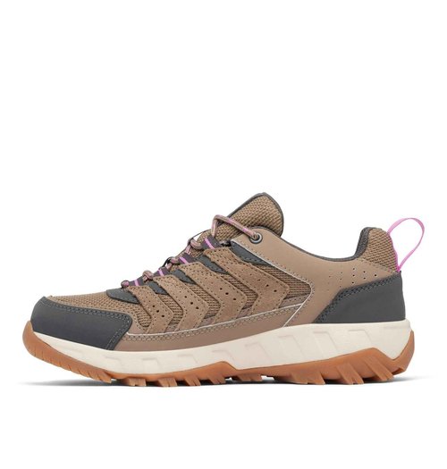 Columbia Womens Strata Trail Low Waterproof, Wet Sand/Berry Patch, 7.5