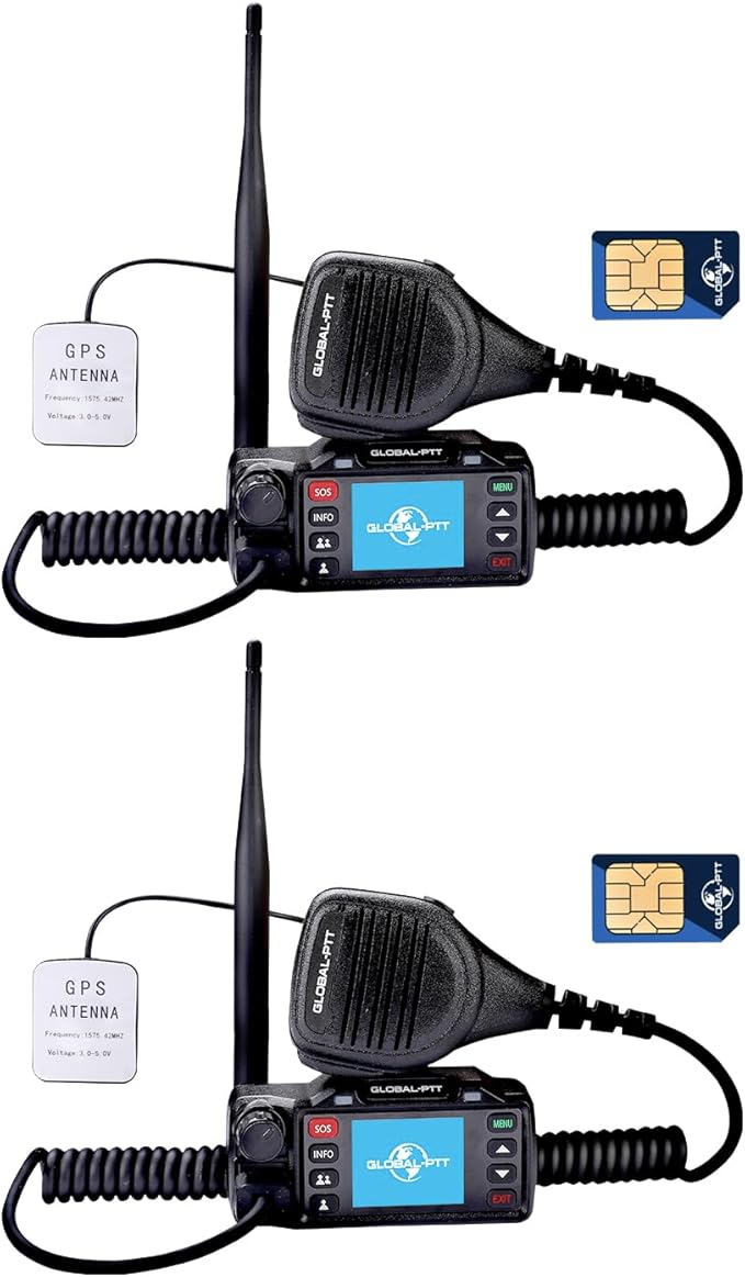2-Pack Push-to-Talk Over Cellular (PoC) Mobile Radios with GPS SOS - 4G LTE Nationwide PTT Unlimited Range License-Free fo...
