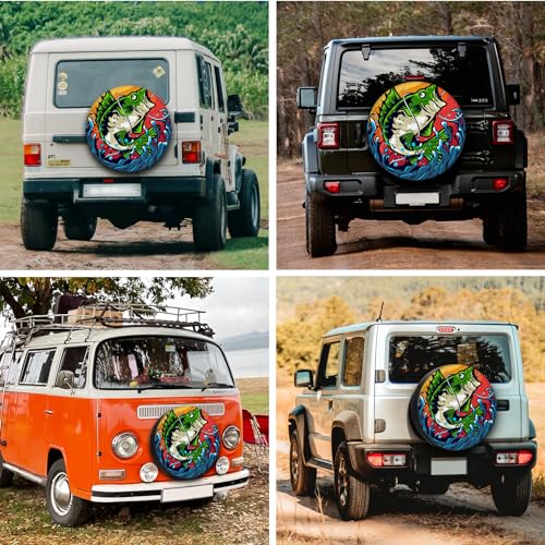 Camper Spare Tire Cover Ultimate Fishing Adventure RV Tire Cover Sunproof DustProof Universal for Trailer SUV Camp Travel ...