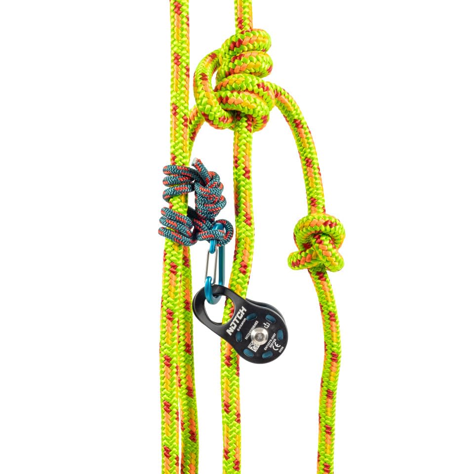 Notch Micro Pulley Combo Includes Micro Pulley, Micro Carabiner & 5mm Accessory Cord, Midline Attachable, Use with Lines u...
